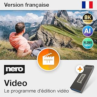 Nero Video 2025 sur clé USB| logiciel de montage vidéo et photo | couper des vidéos | 8K I licence perpétuelle | Windows 11/10/8/7 | 1 PC